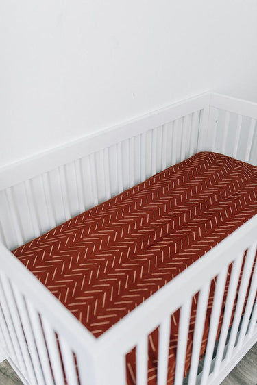 Mebie Baby Muslin Crib Sheet, Rust Mudcloth